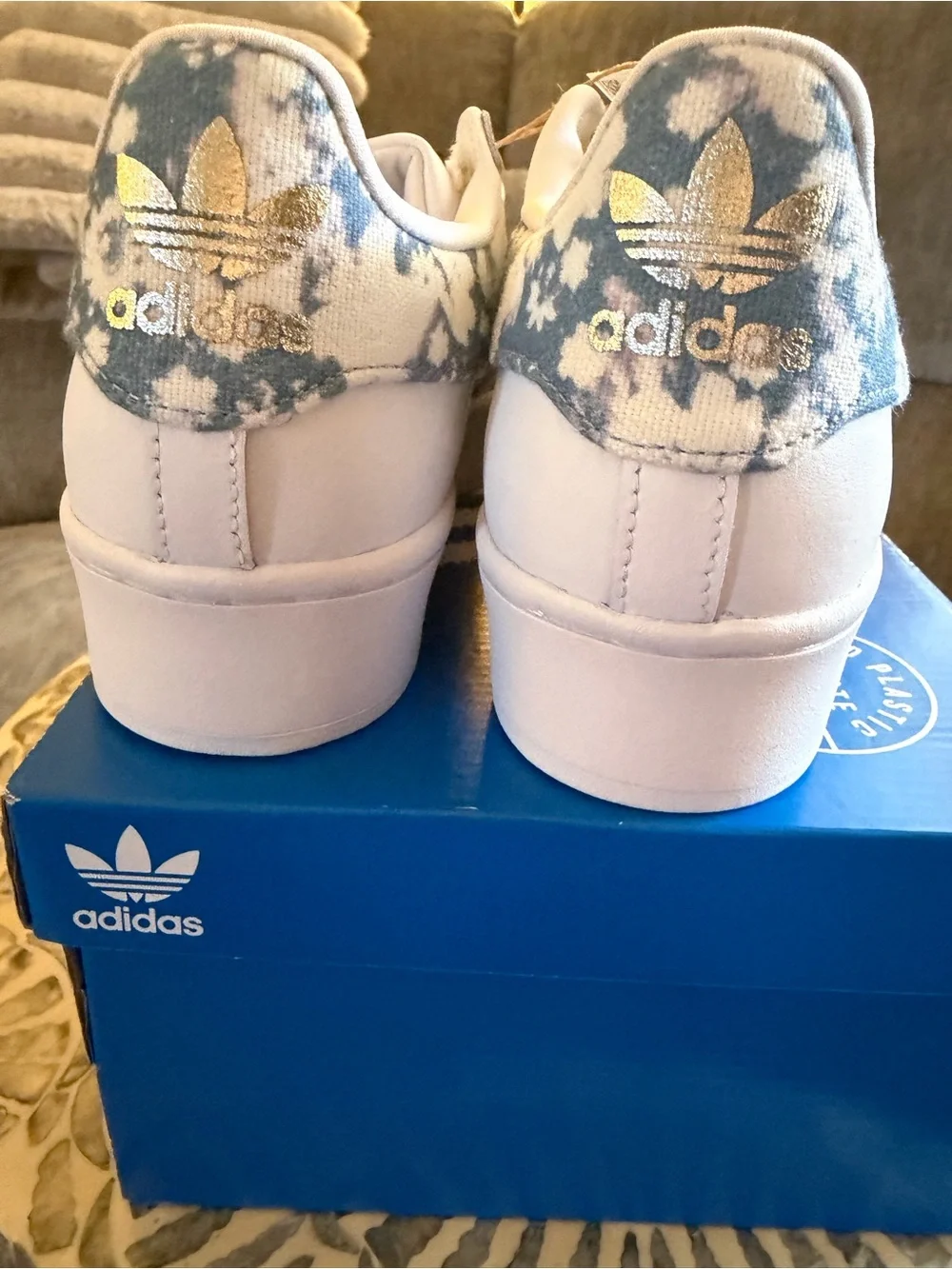 adidas Superstar Bold Dreamy Floral W White/Blue platform sneaker
